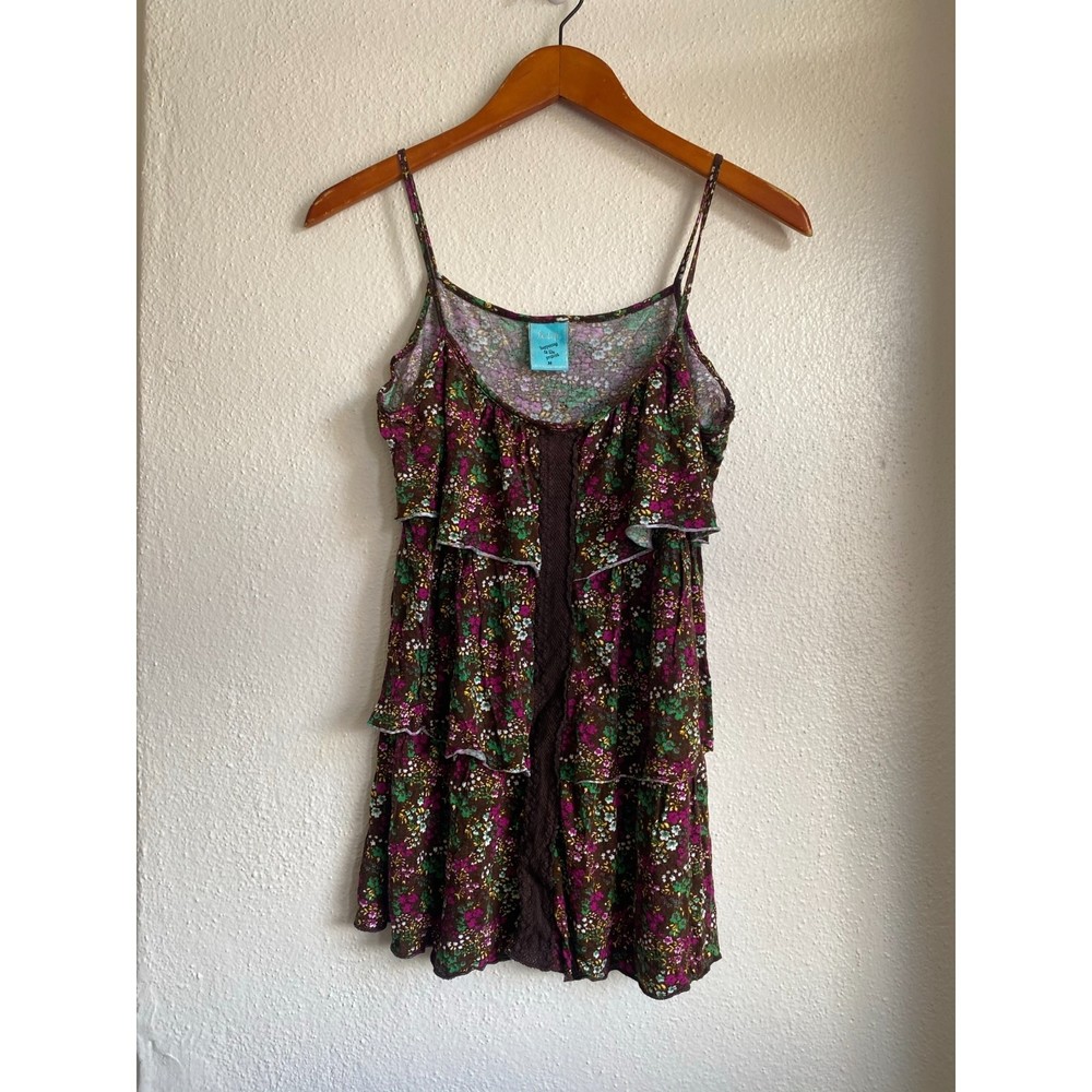 h.i.p. happening in the present brown y2k floral tank top size M